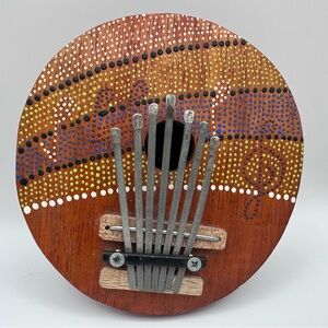 Mini Kalimba Thumb Piano Hand Painted Wooden Dot Art Instrument